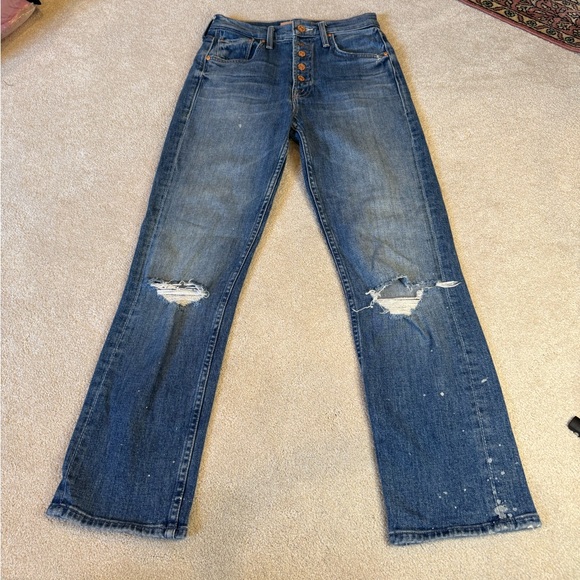 MOTHER Denim - Mother Distressed Straight Leg Jeans Size 24